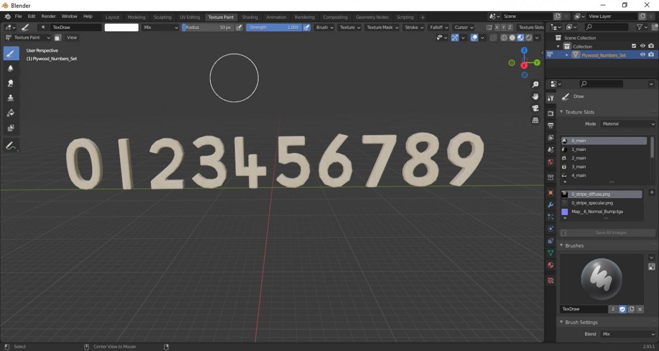 Plywood Numbers Set 3D model