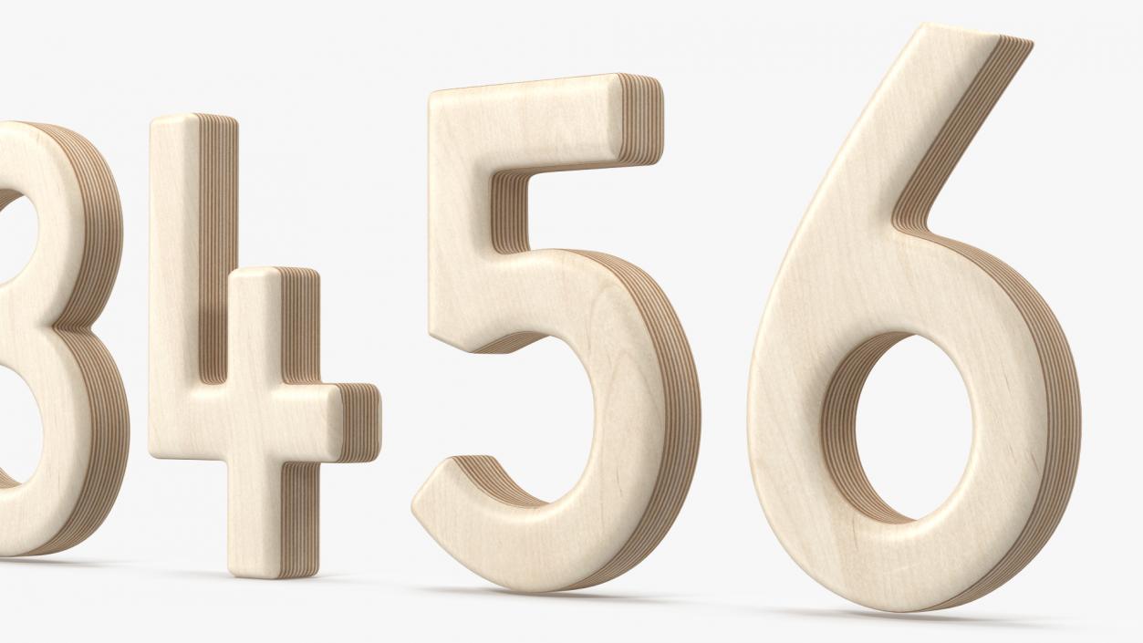 Plywood Numbers Set 3D model