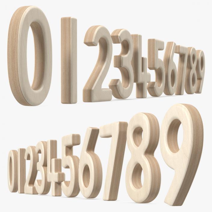 Plywood Numbers Set 3D model