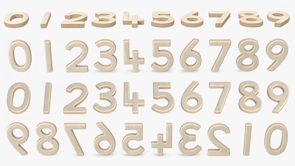 Plywood Numbers Set 3D model