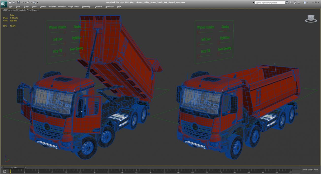 3D model Heavy Utility Dump Truck 8X8 Rigged