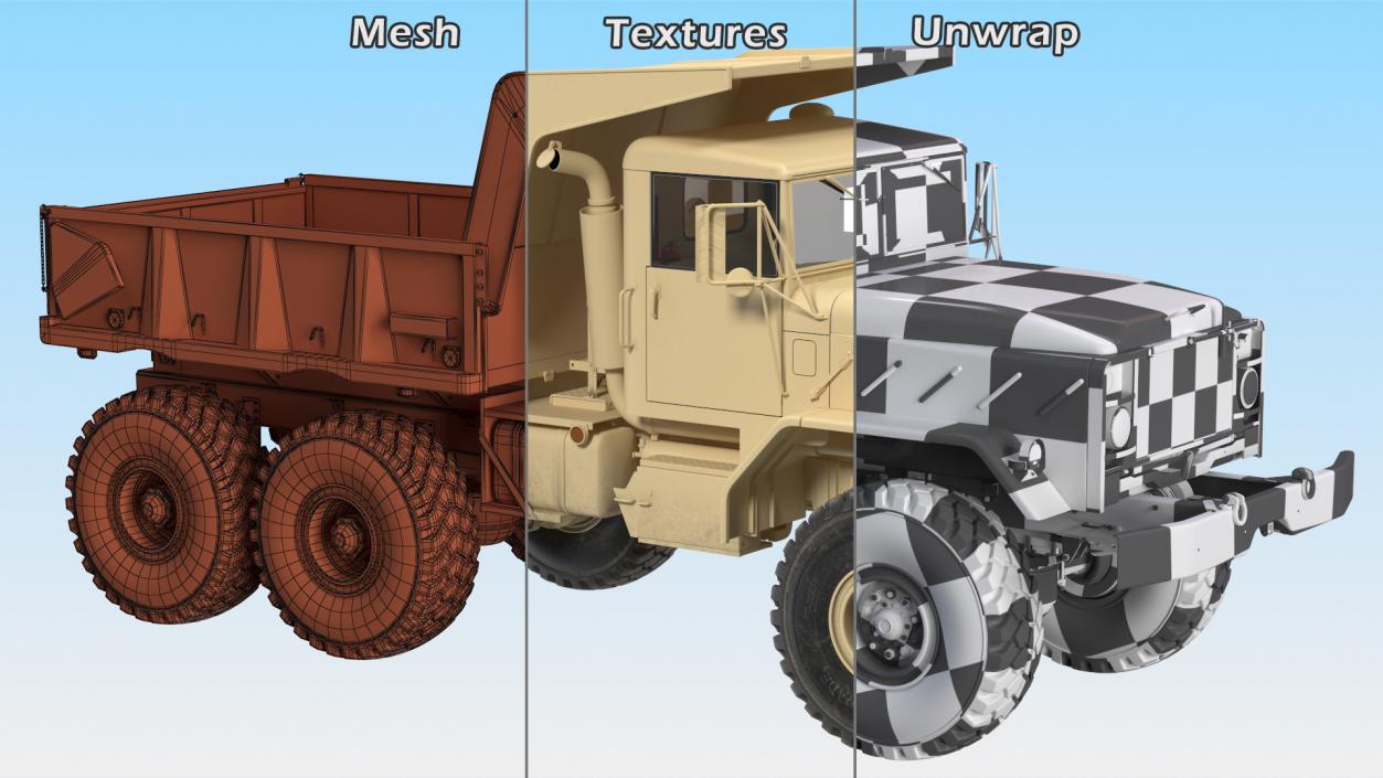 M939 Military Dump Truck Light Rigged 3D