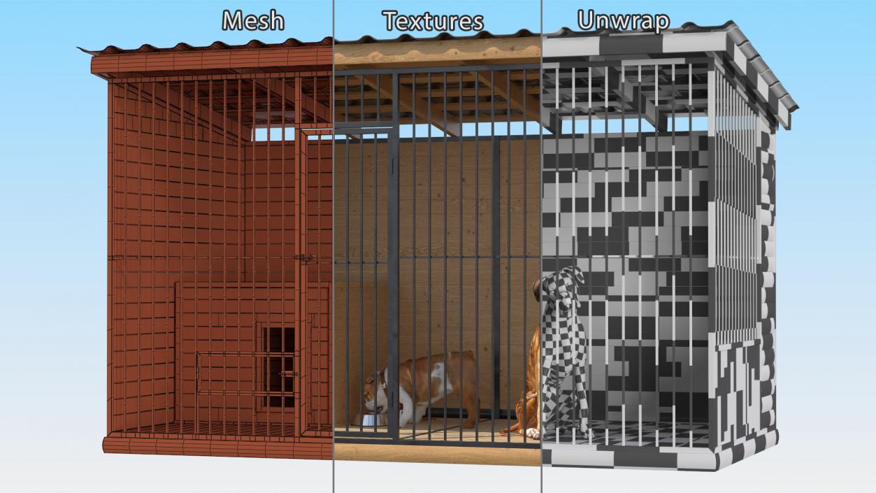 Enclosure with Dogs 3D model