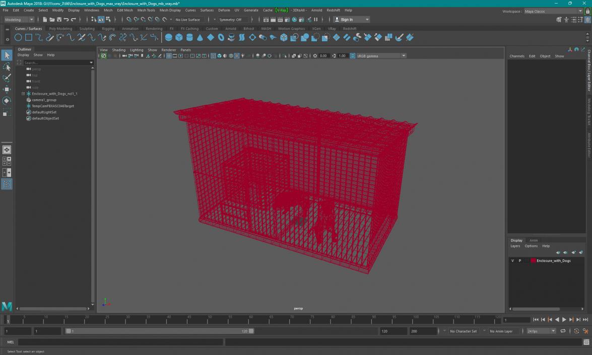 Enclosure with Dogs 3D model