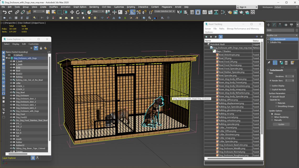 Enclosure with Dogs 3D model