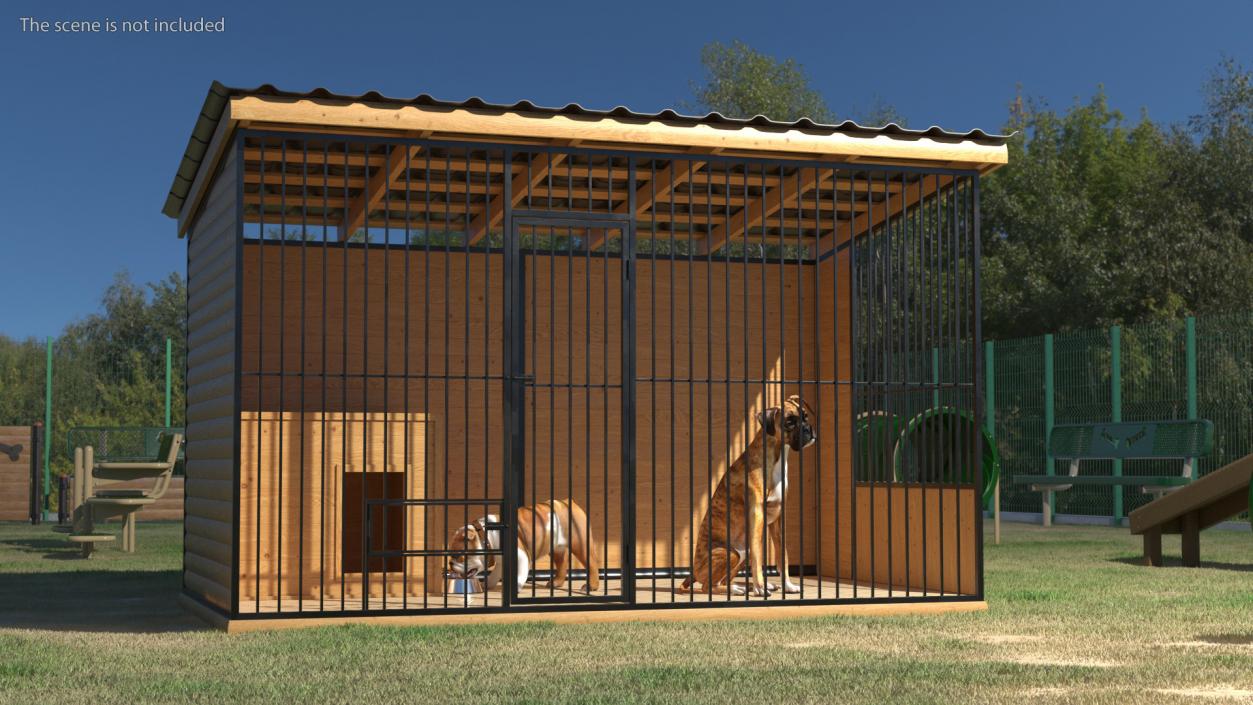 Enclosure with Dogs 3D model