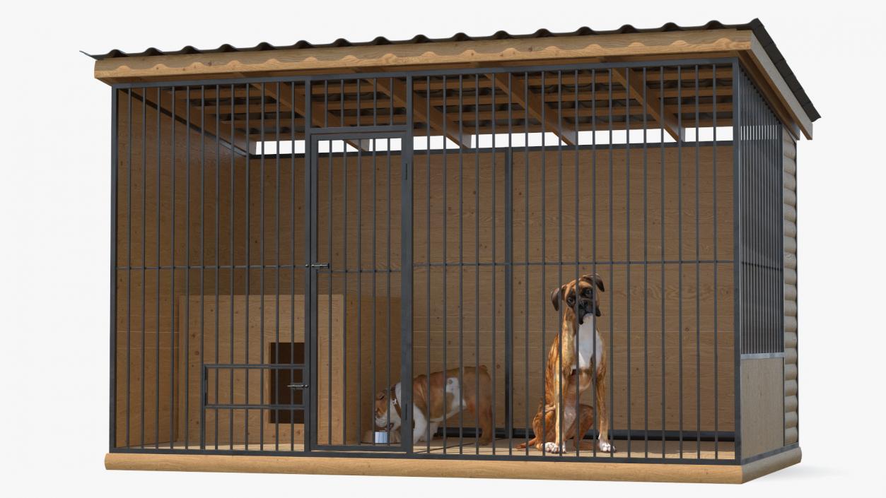 Enclosure with Dogs 3D model