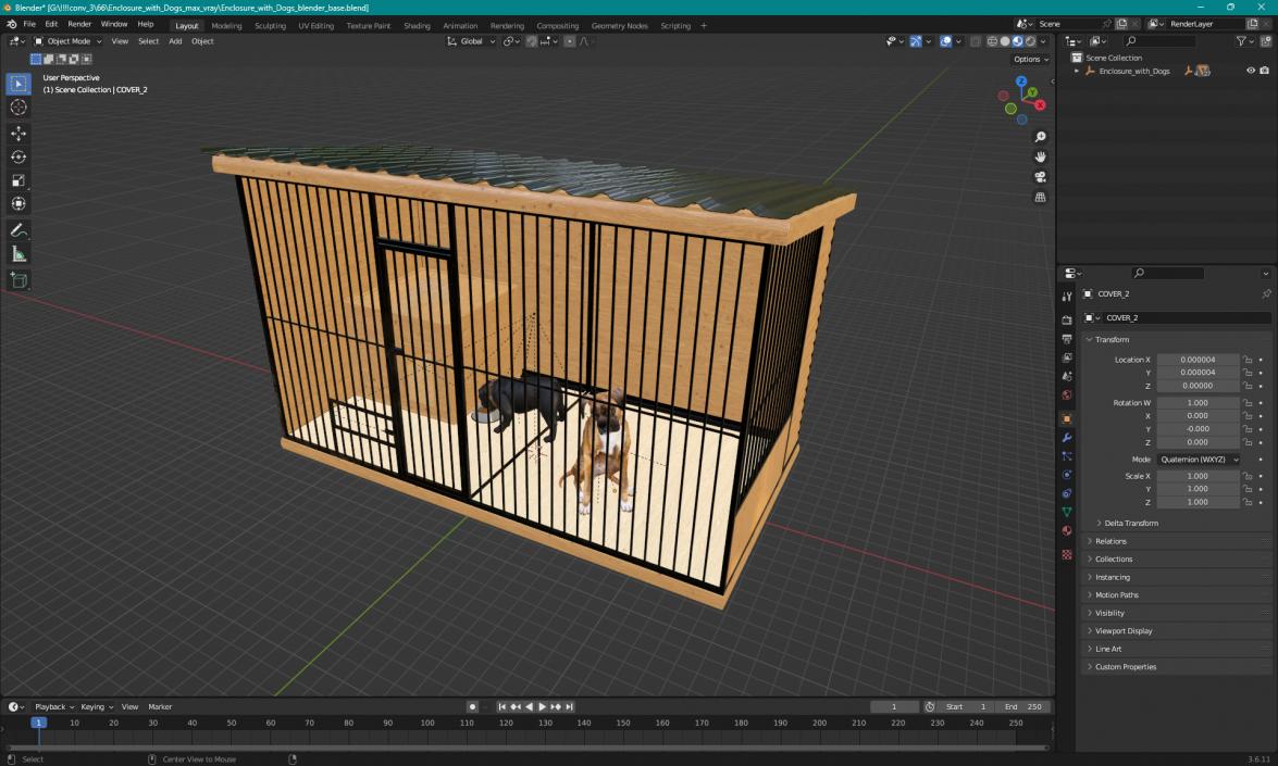 Enclosure with Dogs 3D model