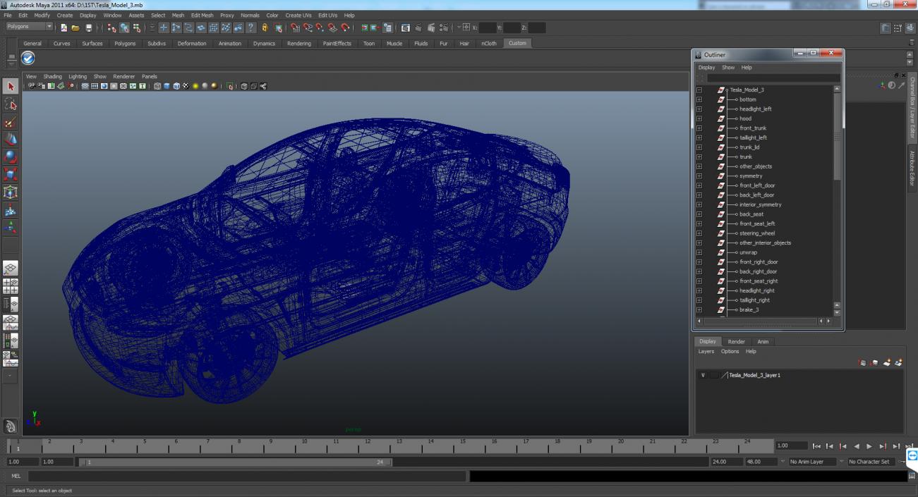 3D Tesla Model 3 model