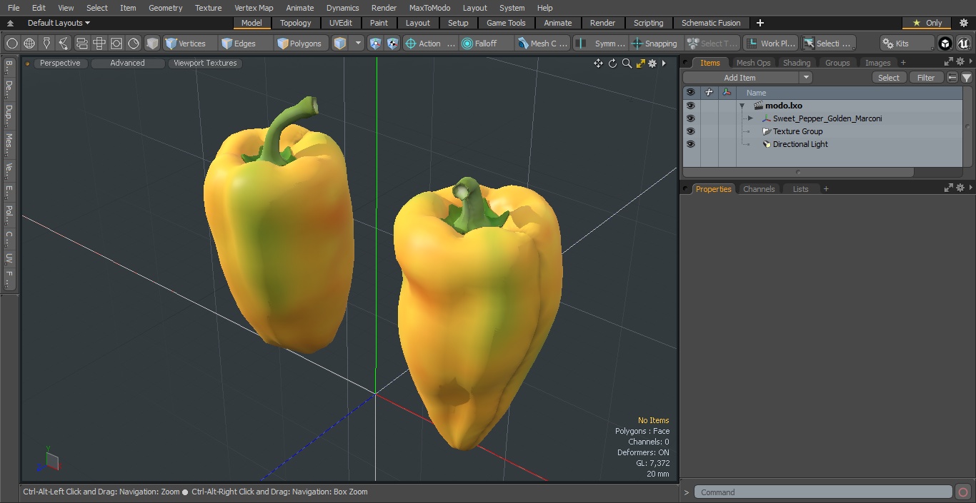 Sweet Pepper Golden Marconi 3D