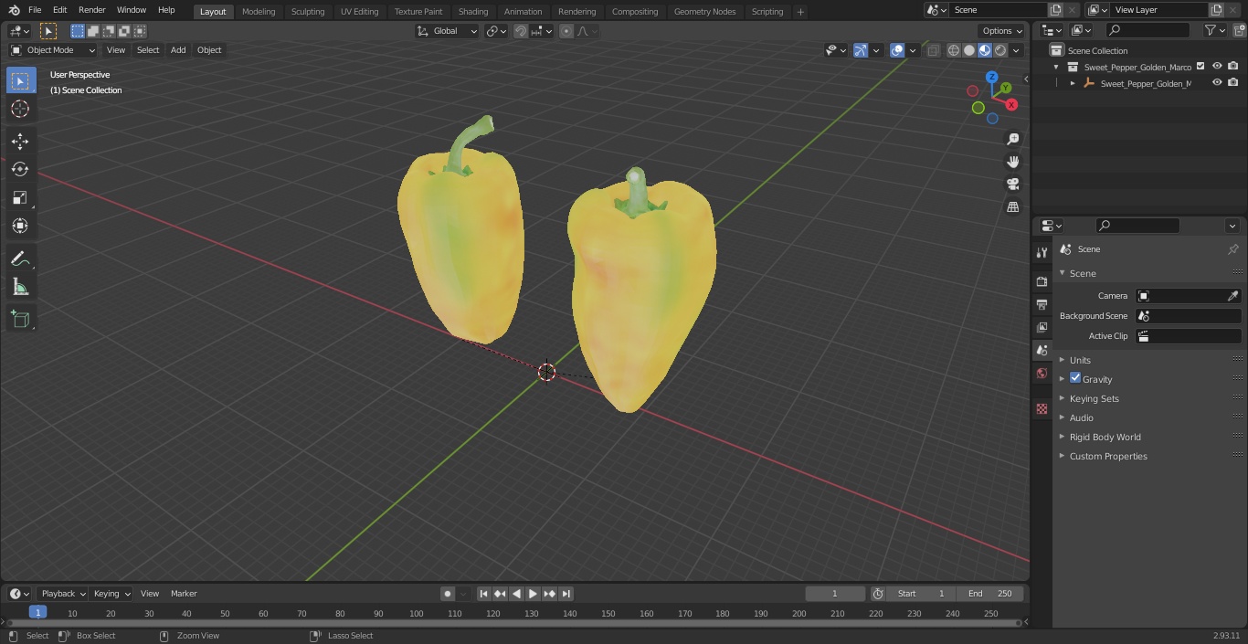 Sweet Pepper Golden Marconi 3D