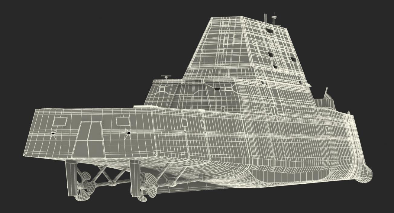 Zumwalt Class Destroyer US Stealth Ship 3D model