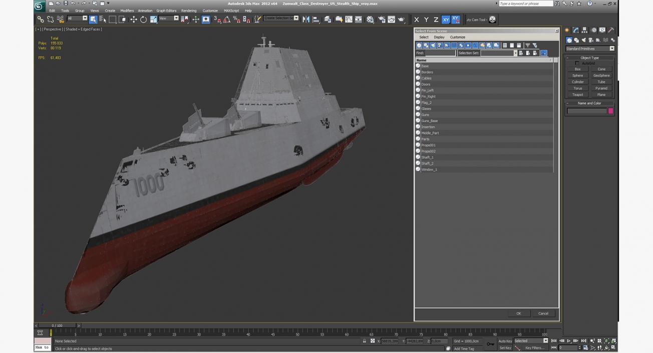 Zumwalt Class Destroyer US Stealth Ship 3D model