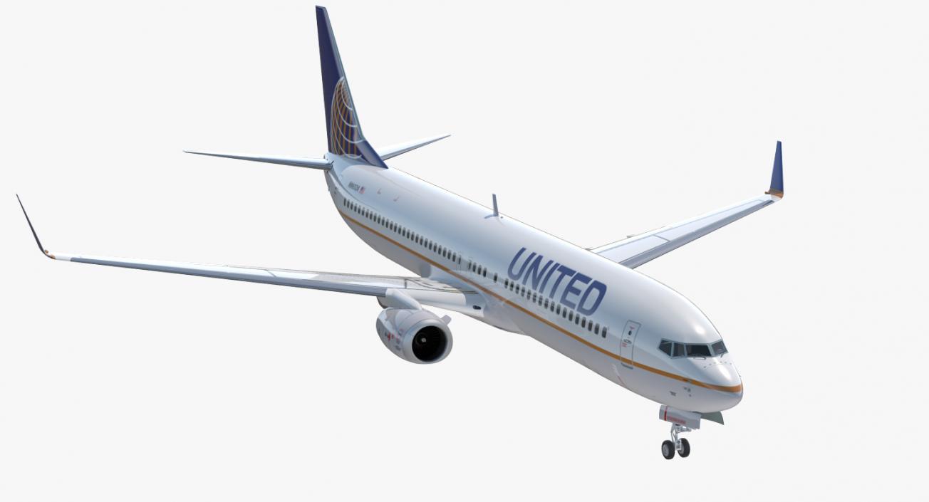 Boeing 737-900 United Airlines Rigged 3D