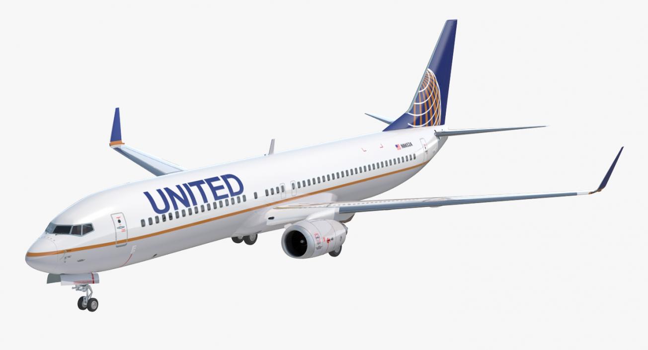 Boeing 737-900 United Airlines Rigged 3D