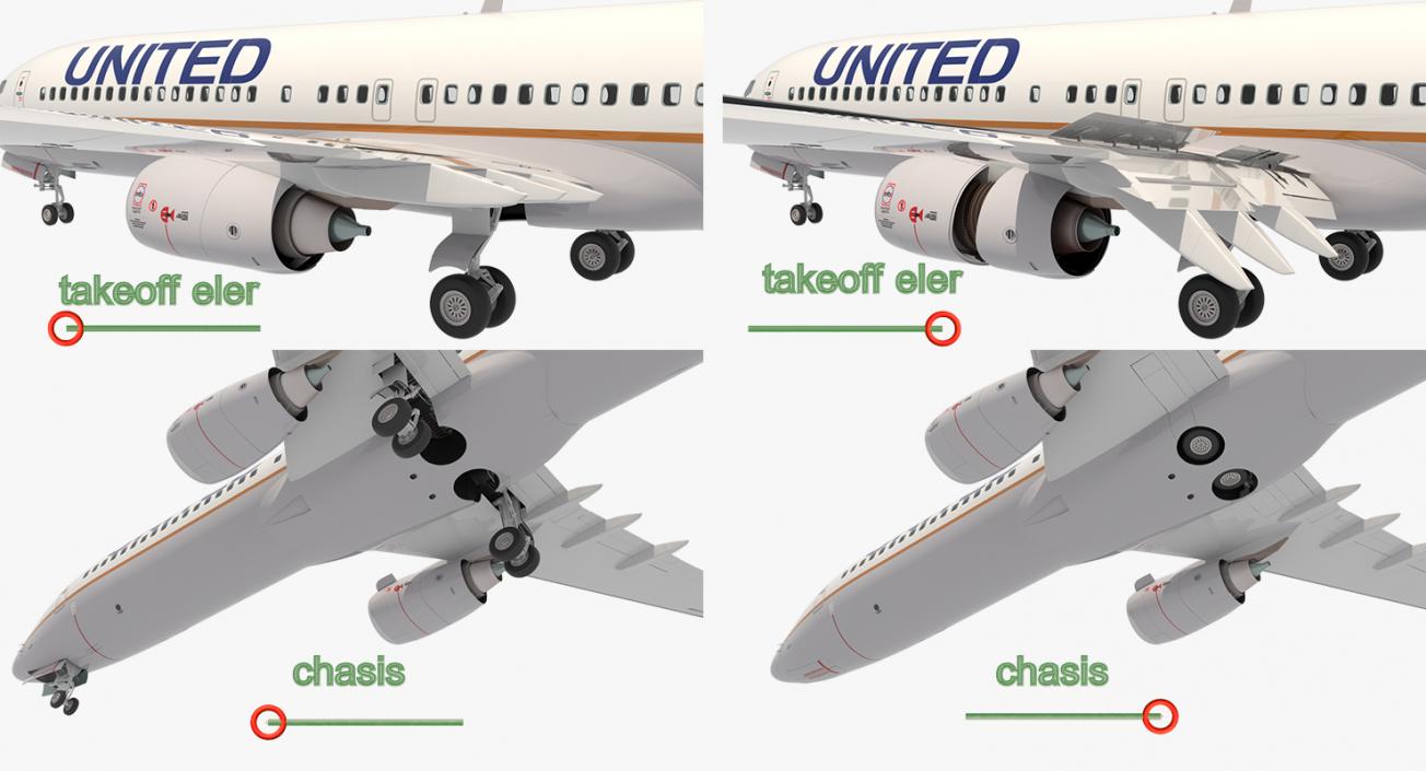 Boeing 737-900 United Airlines Rigged 3D