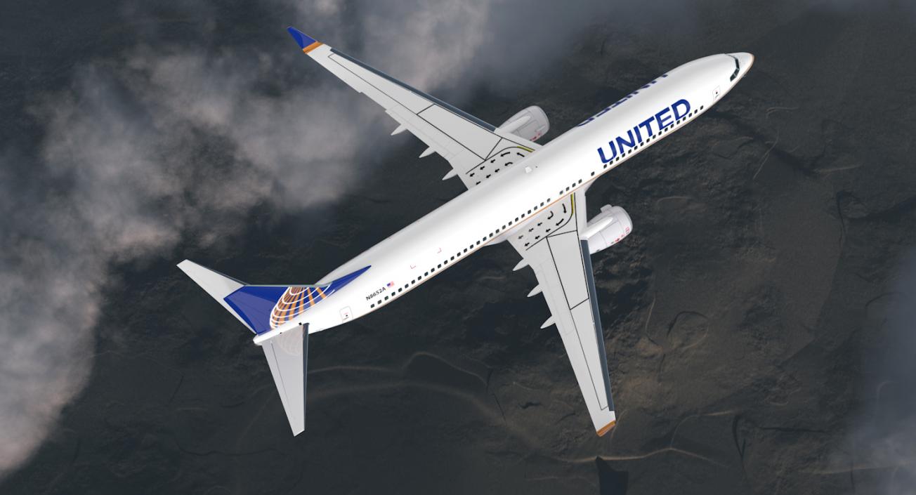 Boeing 737-900 United Airlines Rigged 3D