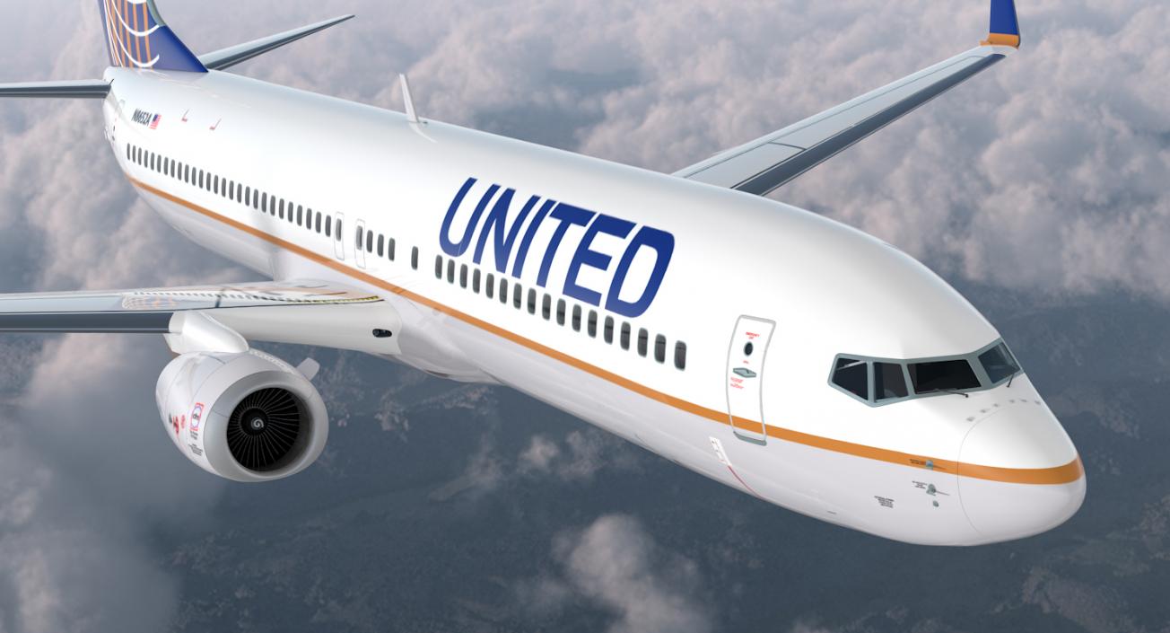 Boeing 737-900 United Airlines Rigged 3D