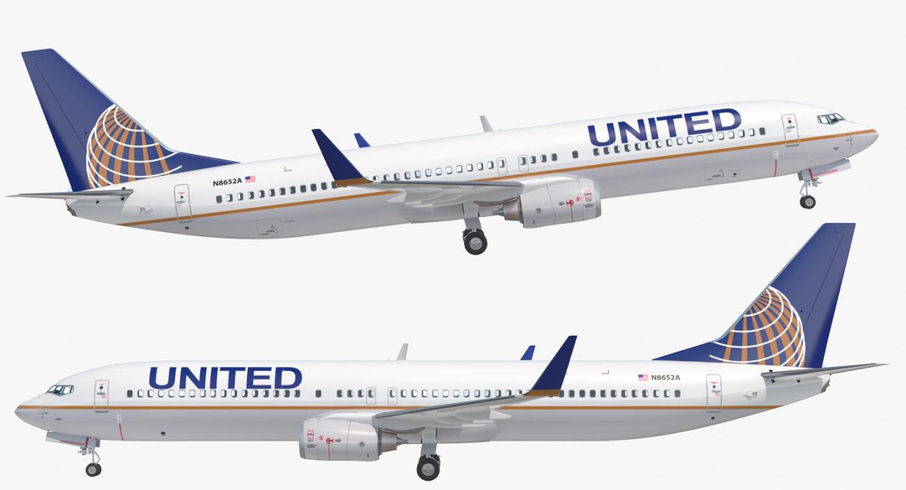 Boeing 737-900 United Airlines Rigged 3D