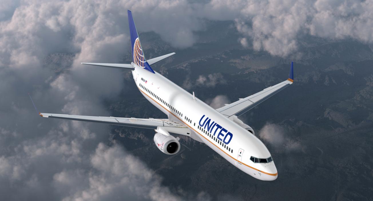 Boeing 737-900 United Airlines Rigged 3D