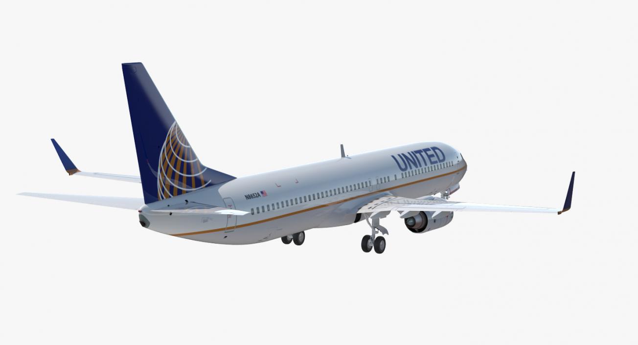 Boeing 737-900 United Airlines Rigged 3D