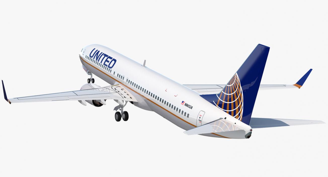 Boeing 737-900 United Airlines Rigged 3D