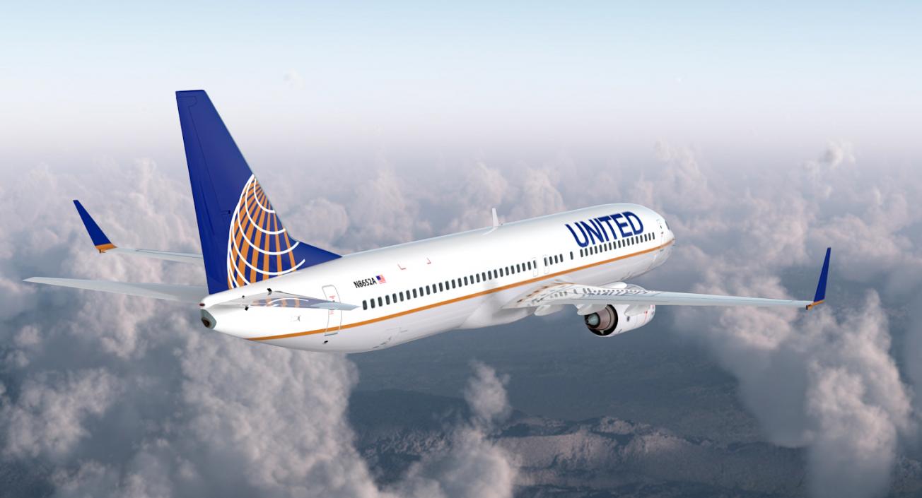 Boeing 737-900 United Airlines Rigged 3D