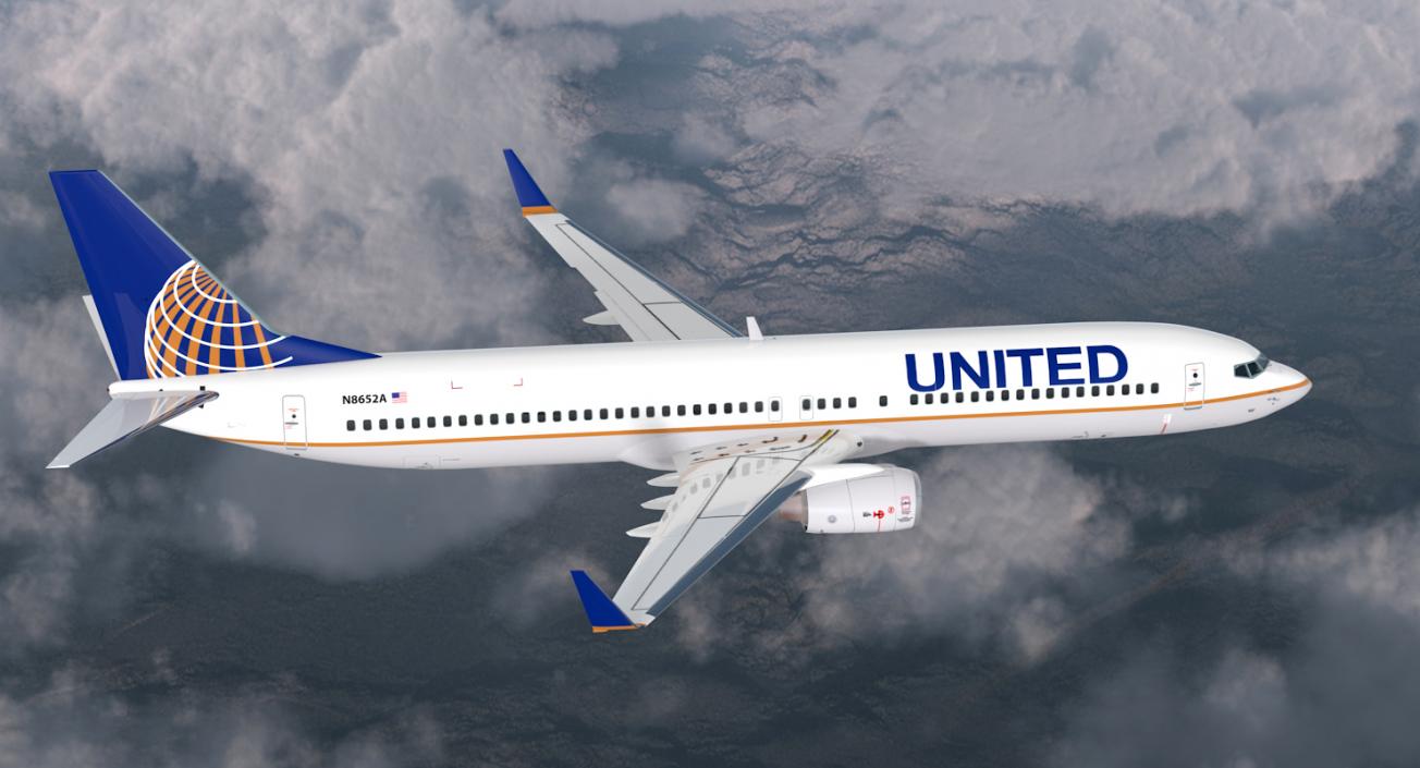 Boeing 737-900 United Airlines Rigged 3D