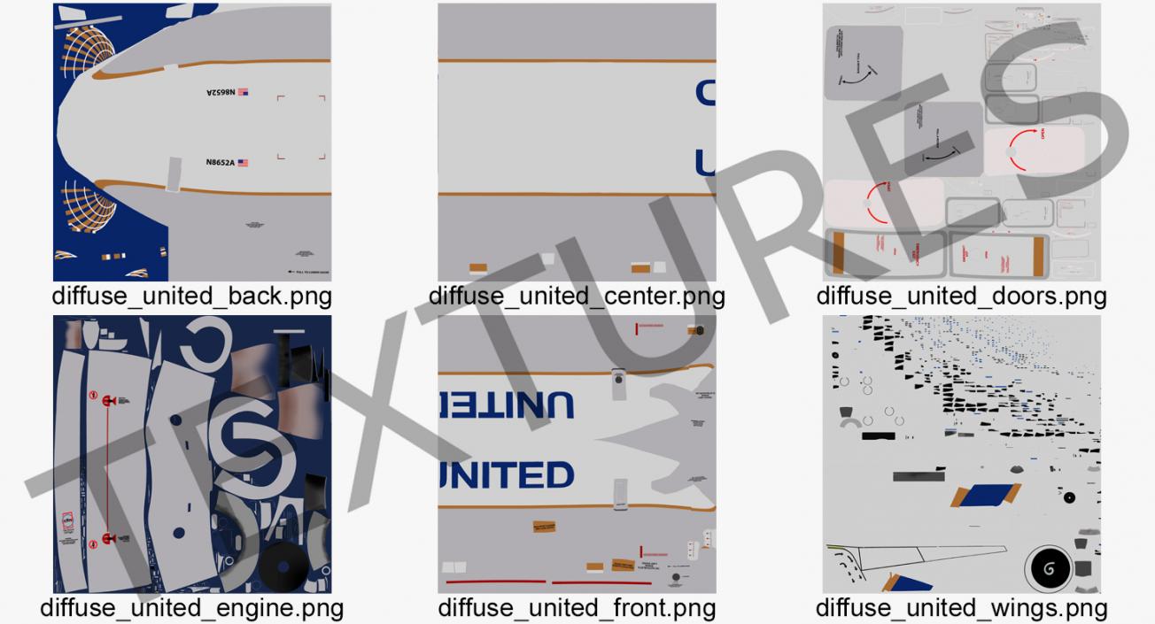 Boeing 737-900 United Airlines Rigged 3D