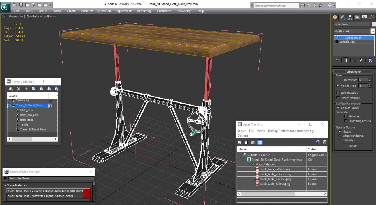 3D Crank Sit-Stand Desk Black