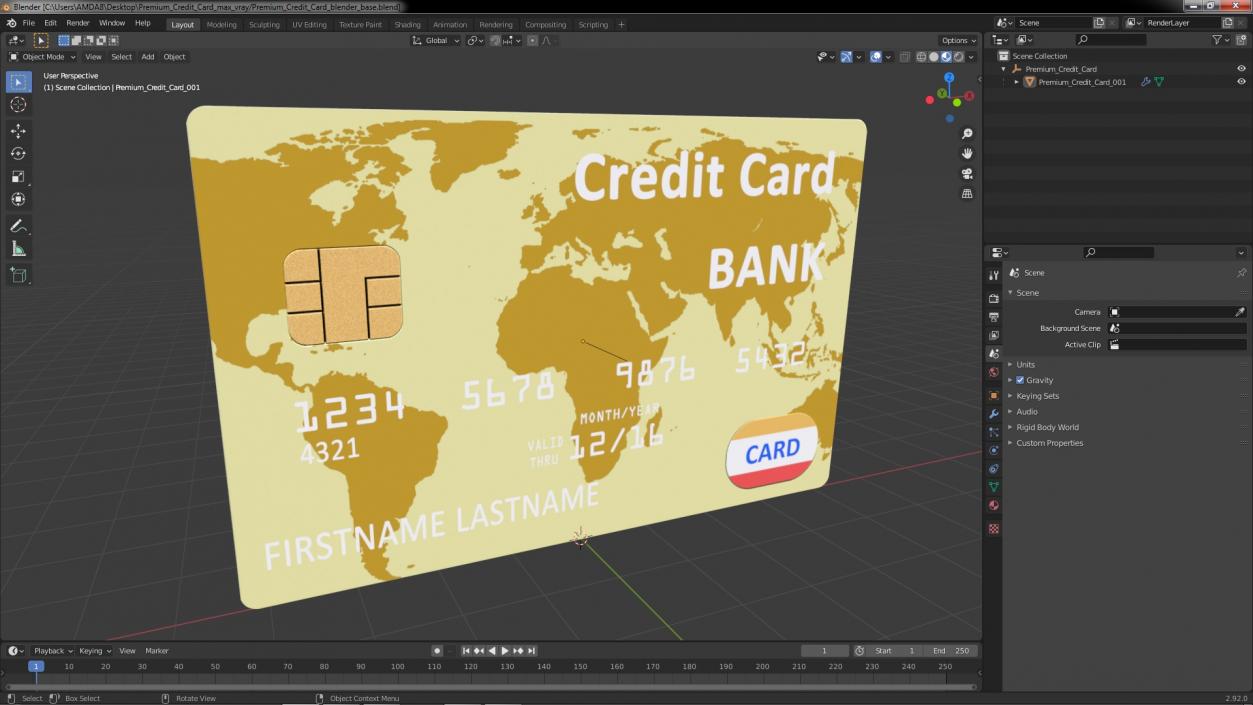 Premium Credit Card 3D model