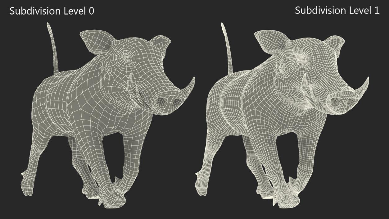 3D African Boar Walking Pose Fur 2