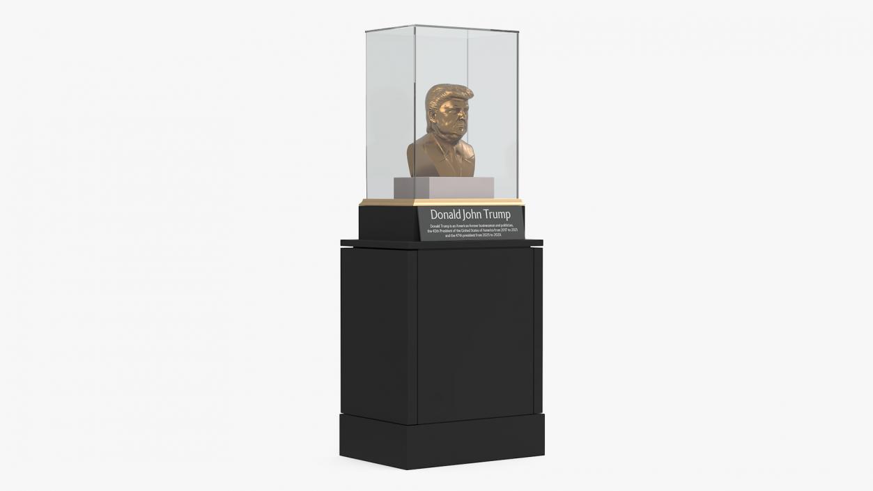 3D Bronze Bust of Trump in Museum Stand