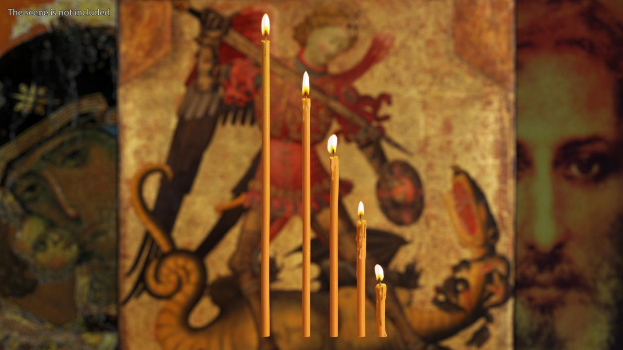 Lit Votive Orthodox Church Candles 3D model