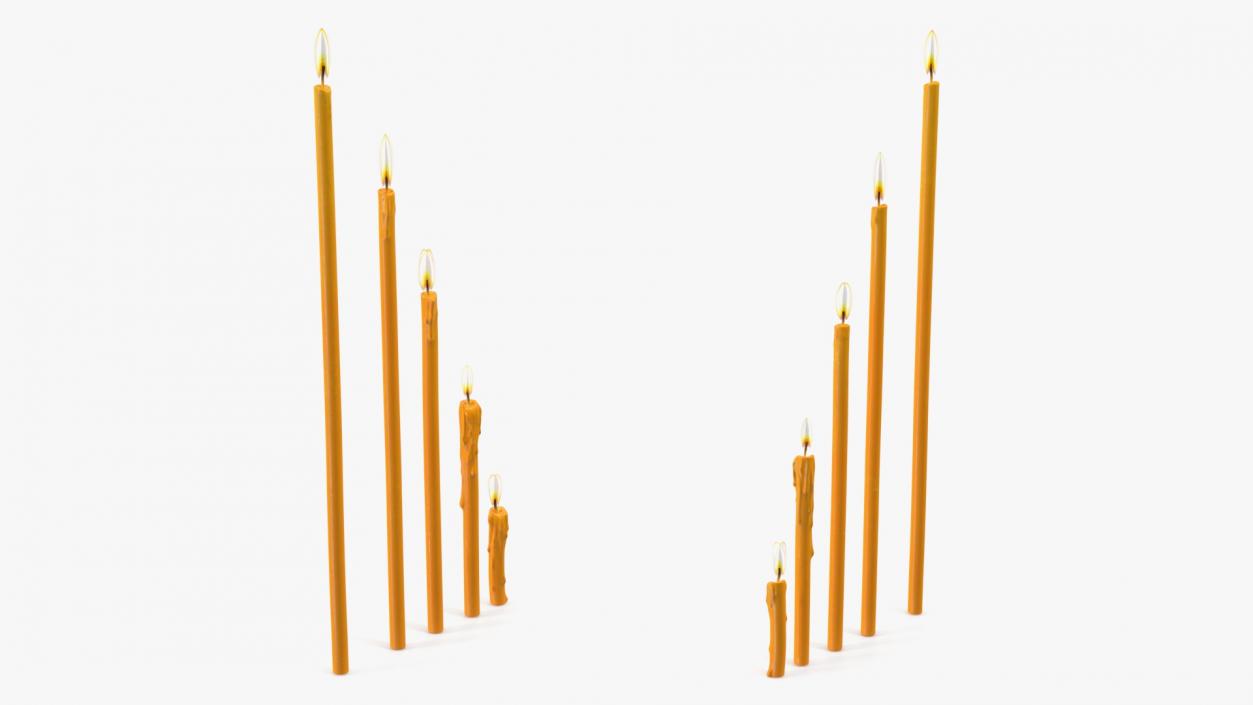 Lit Votive Orthodox Church Candles 3D model