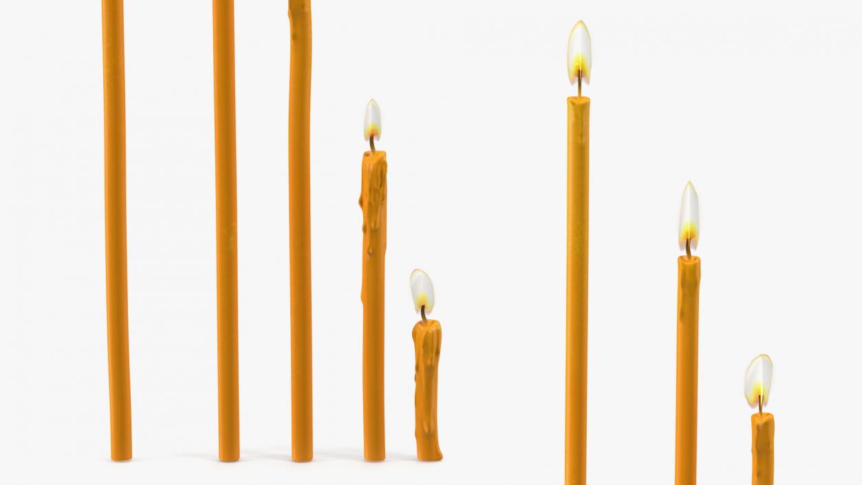 Lit Votive Orthodox Church Candles 3D model