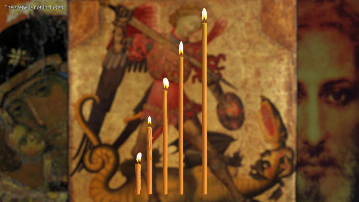 Lit Votive Orthodox Church Candles 3D model