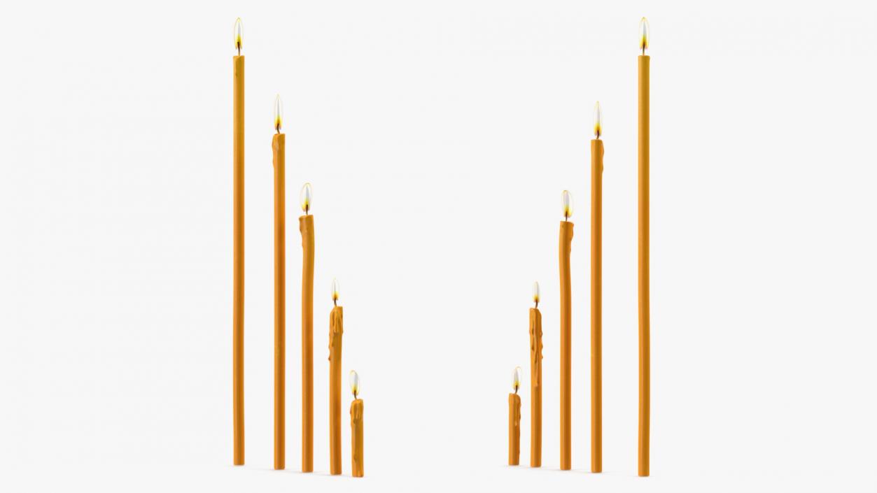 Lit Votive Orthodox Church Candles 3D model