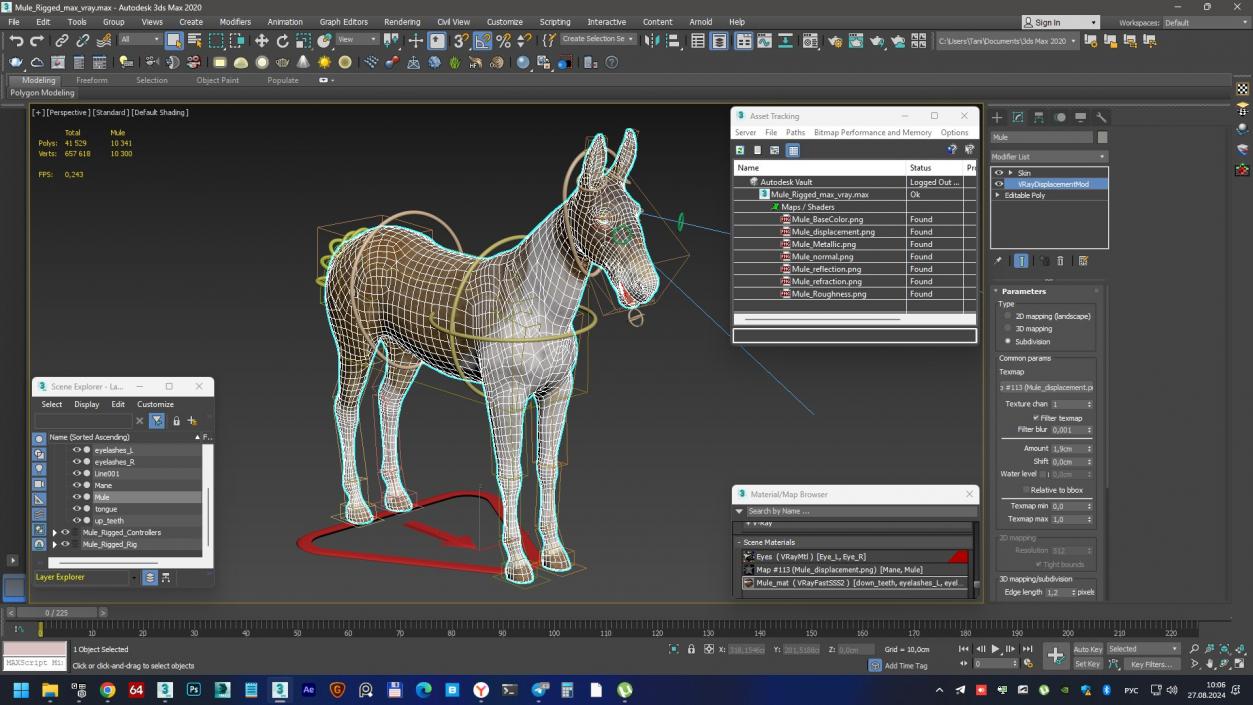 3D Mule Rigged 2 model