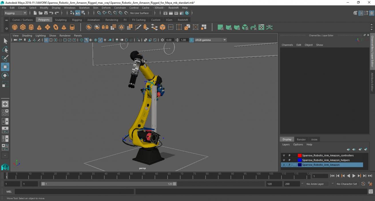 Sparrow Robotic Arm Amazon Rigged for Maya 3D