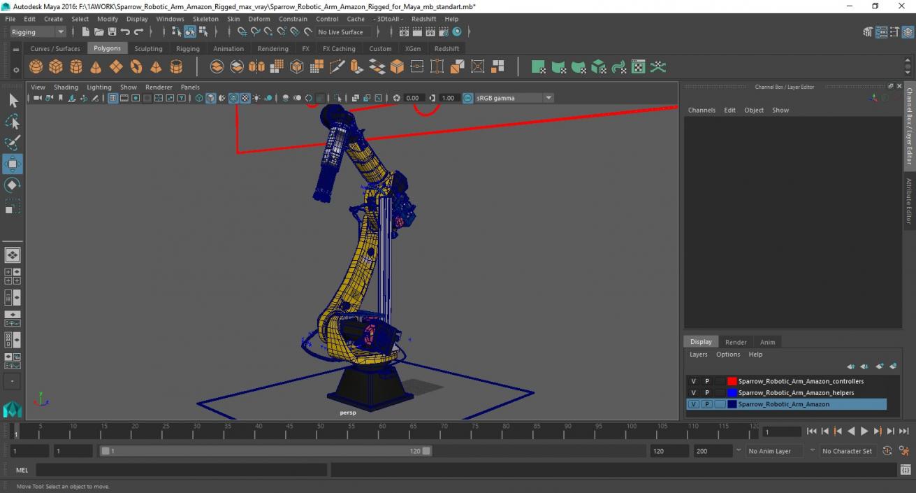 Sparrow Robotic Arm Amazon Rigged for Maya 3D