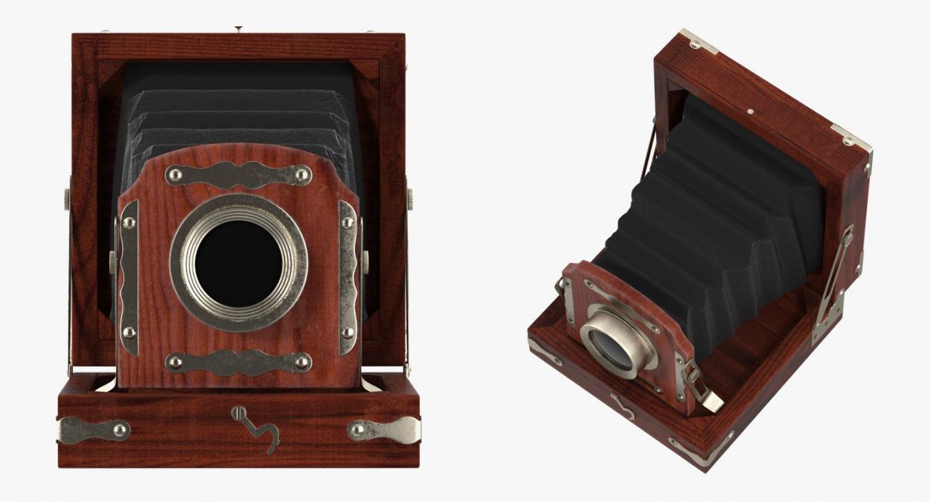 Antique Folding Plate Camera and Tripod 3D model