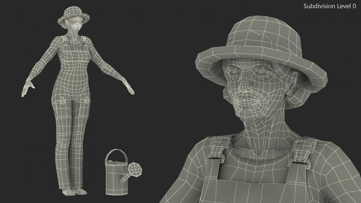 Elderly Woman Farmer Rigged 3D