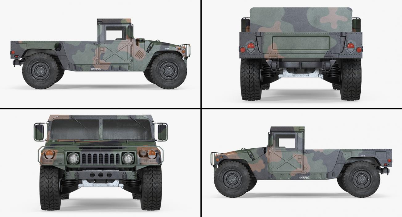 HMMWV M998 Camo Rigged 3D