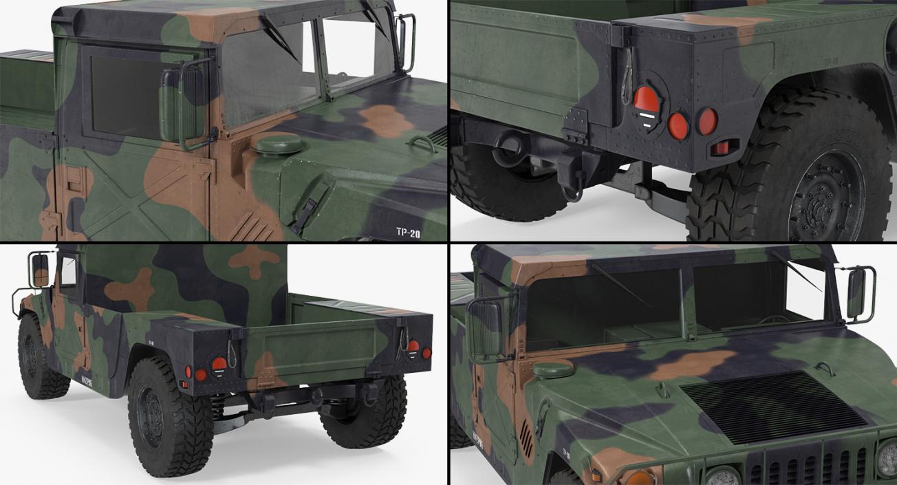 HMMWV M998 Camo Rigged 3D