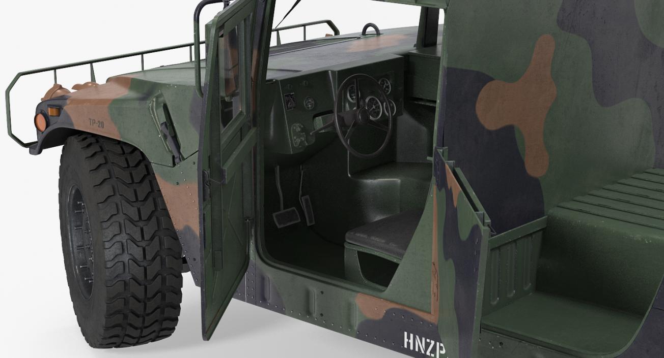 HMMWV M998 Camo Rigged 3D