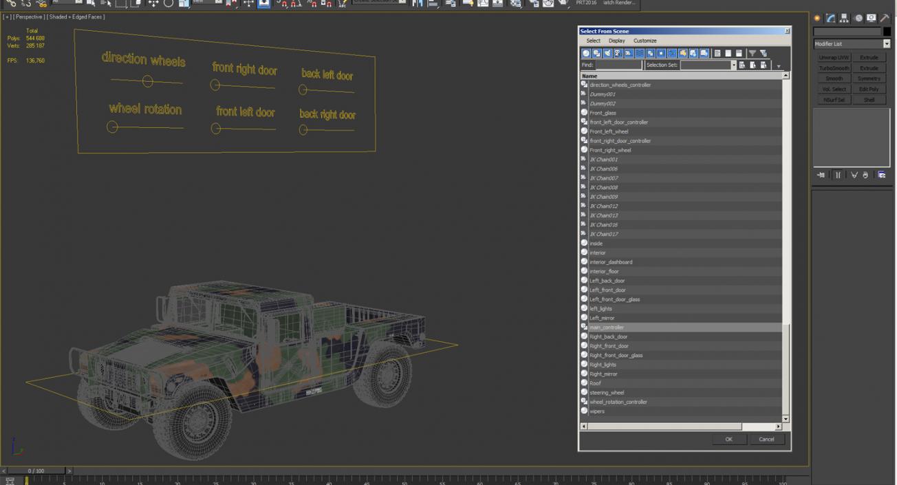 HMMWV M998 Camo Rigged 3D