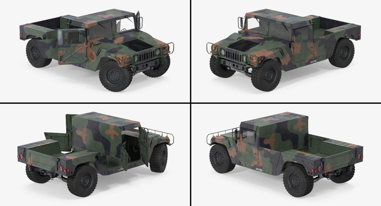 HMMWV M998 Camo Rigged 3D