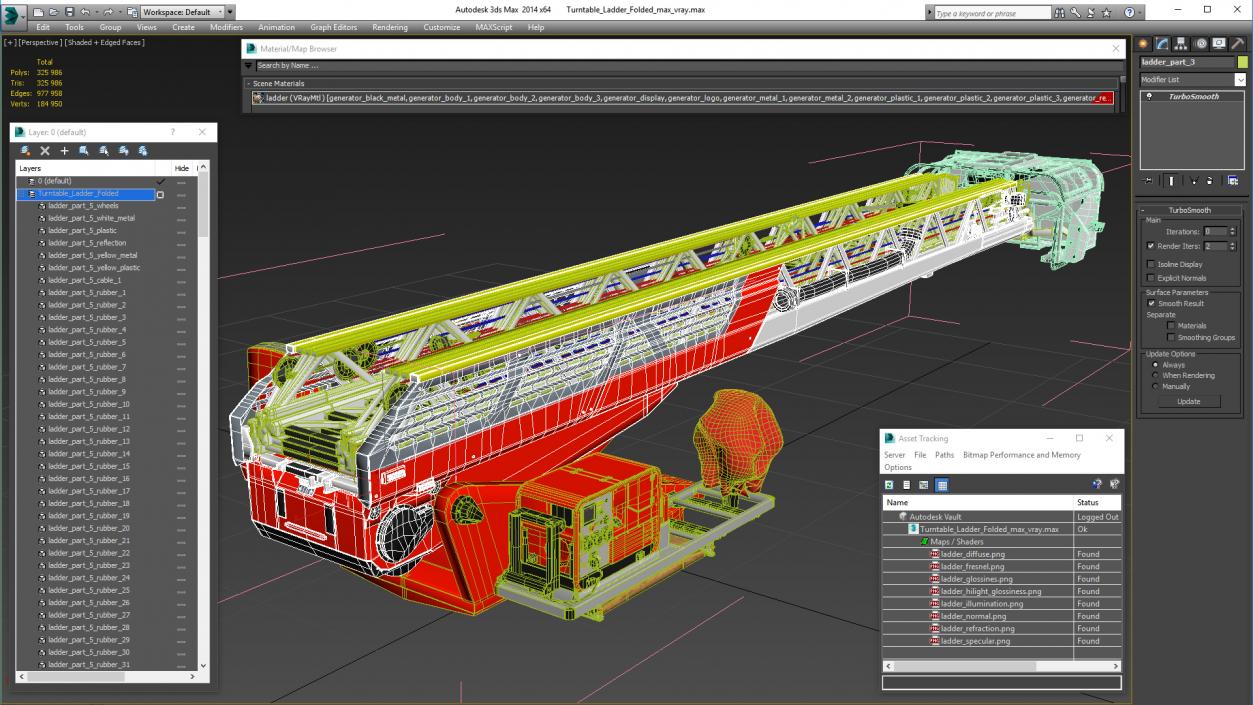 3D Turntable Ladder Folded model