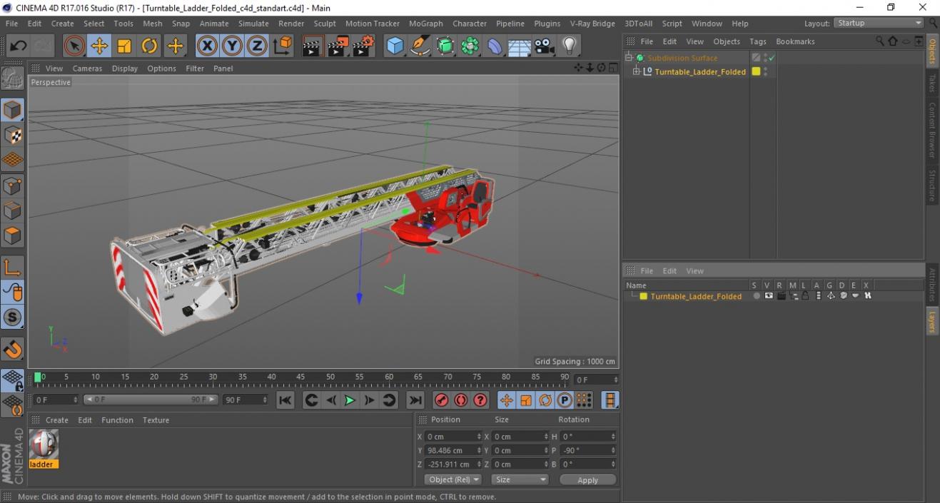 3D Turntable Ladder Folded model